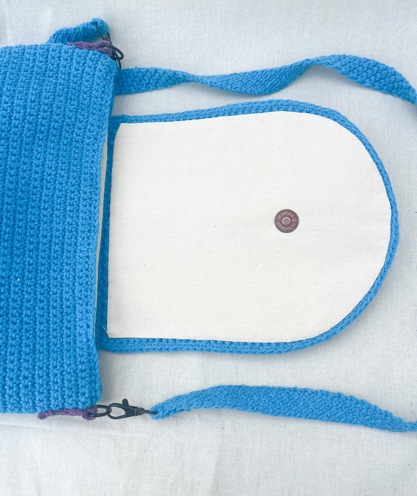 Rose Hand Crochet Crossbody Bag /Blue