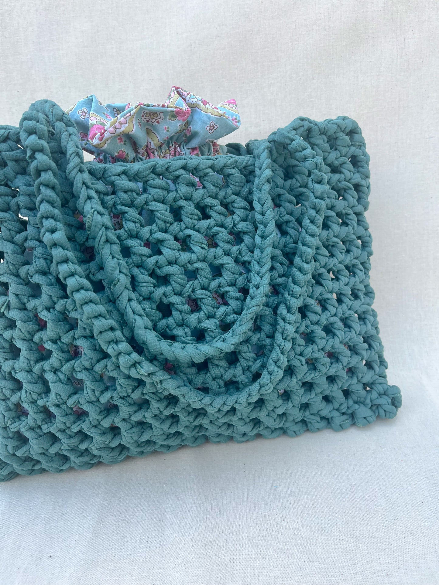 Crochet Mesh Bag & Drawstring Bags Set / Green