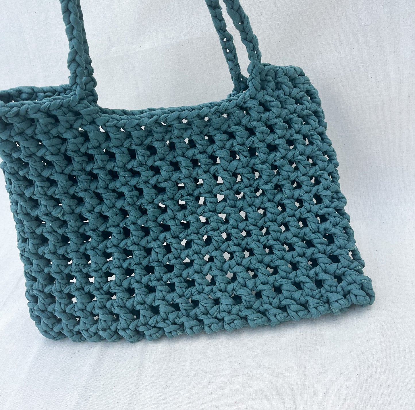 Crochet Mesh Bag & Drawstring Bags Set / Green