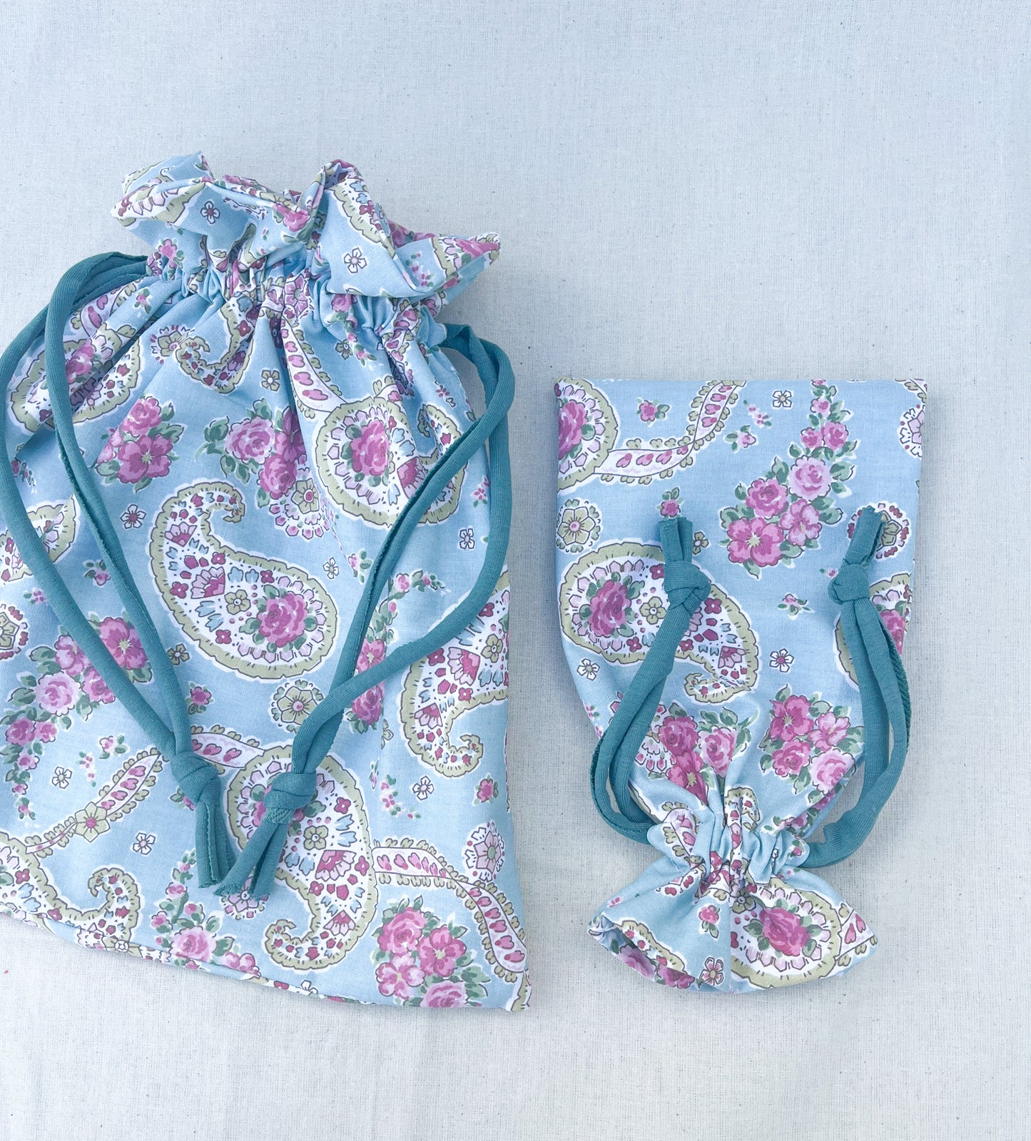 Crochet Mesh Bag & Drawstring Bags Set / Green