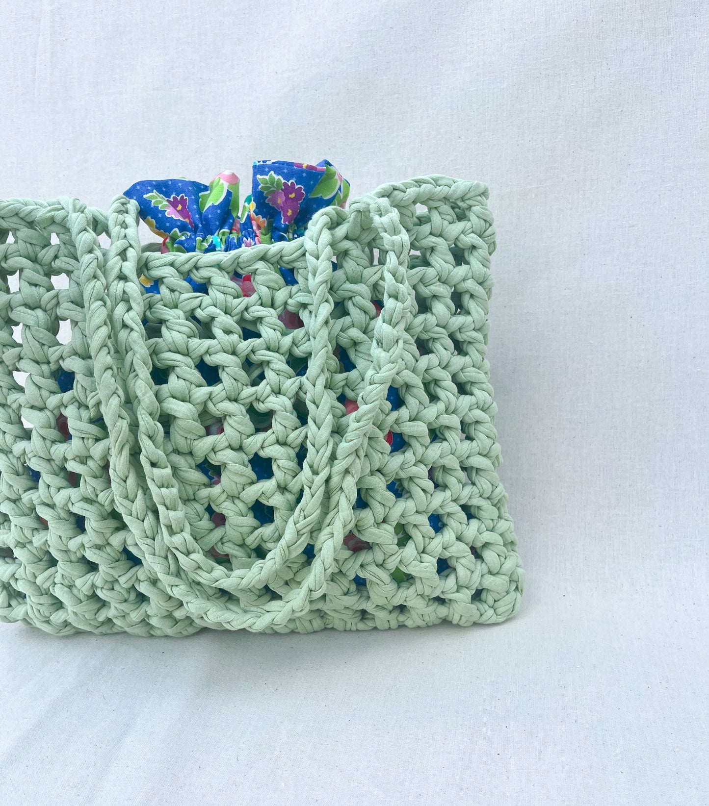 Crochet Mesh Bag & Drawstring Bags Set / Light Green