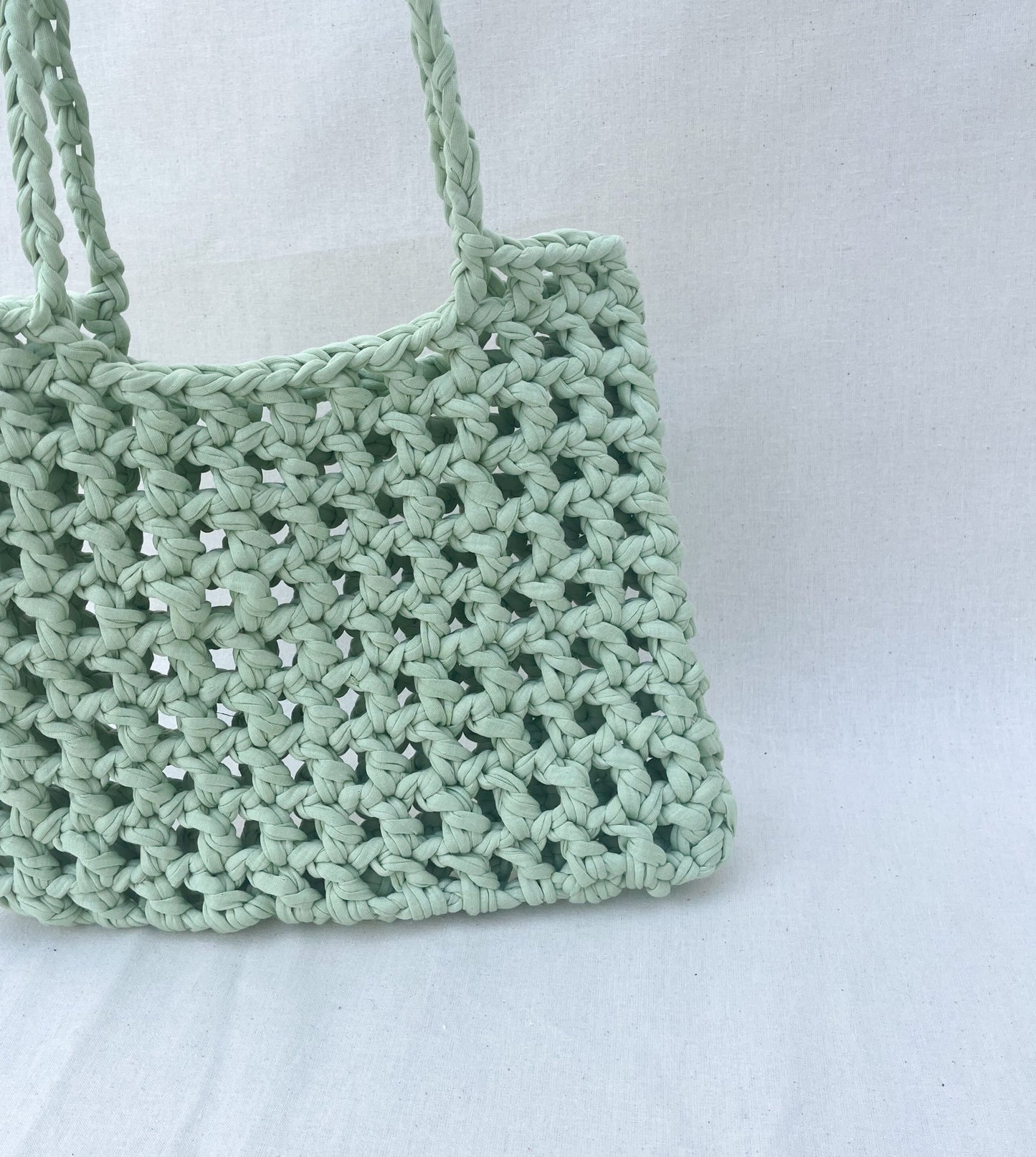 Crochet Mesh Bag & Drawstring Bags Set / Light Green