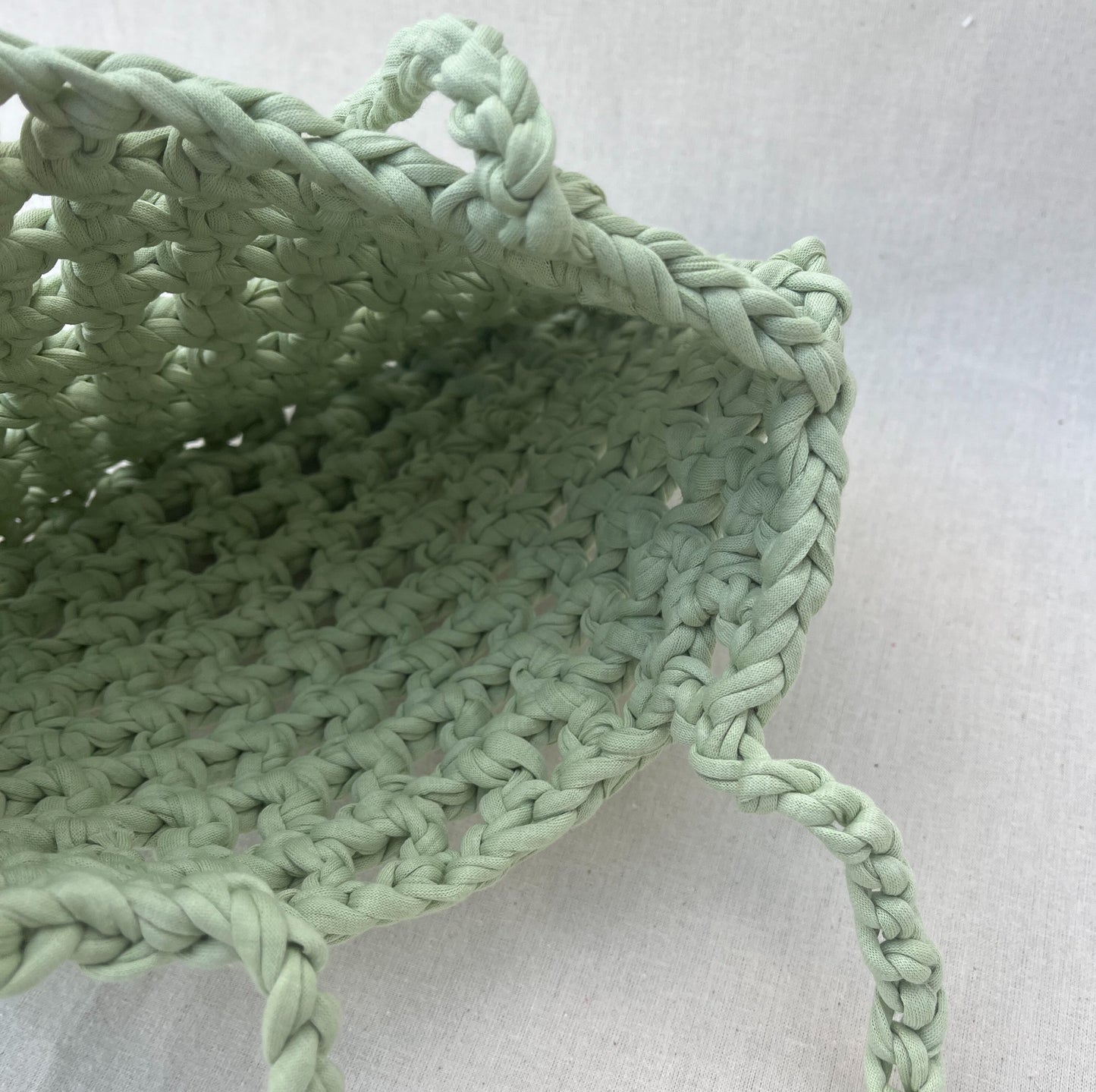 Crochet Mesh Bag & Drawstring Bags Set / Light Green
