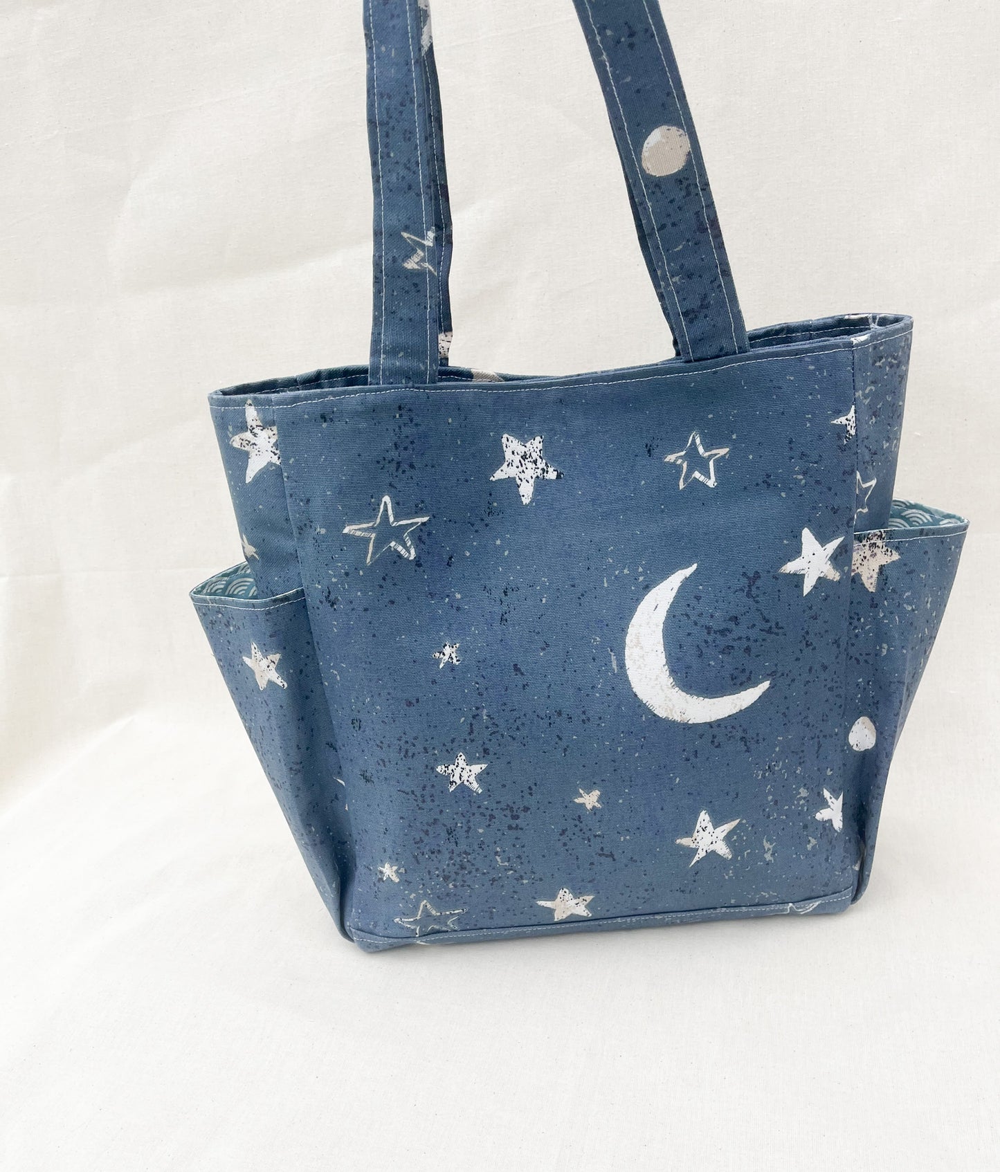 Cotton Side Pocket Tote Bag / Moon