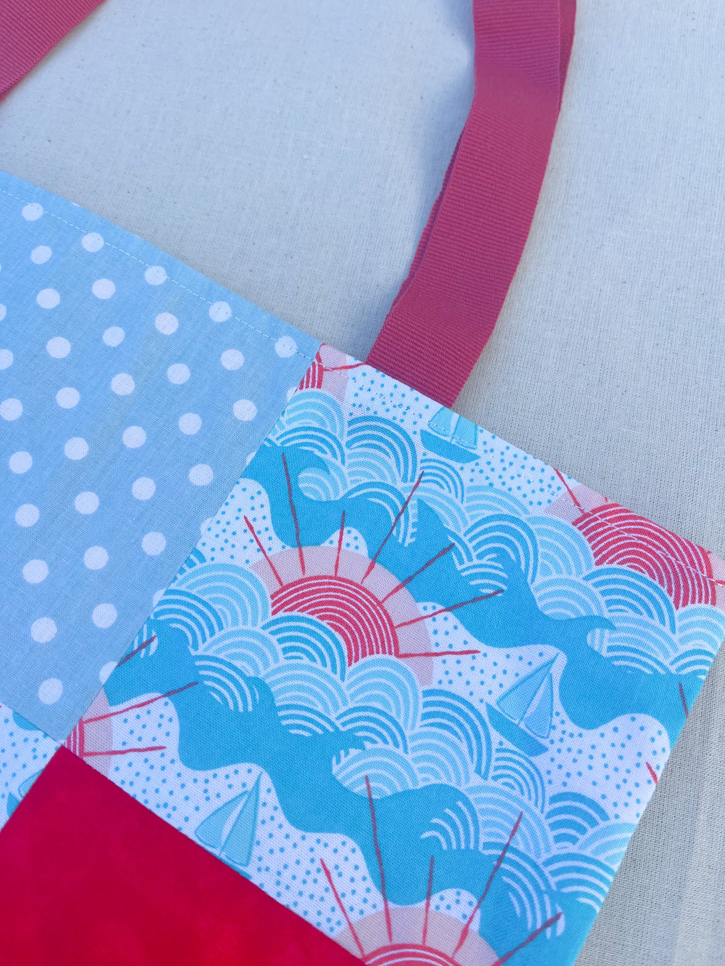 Light Patchwork Tote Bags / Red