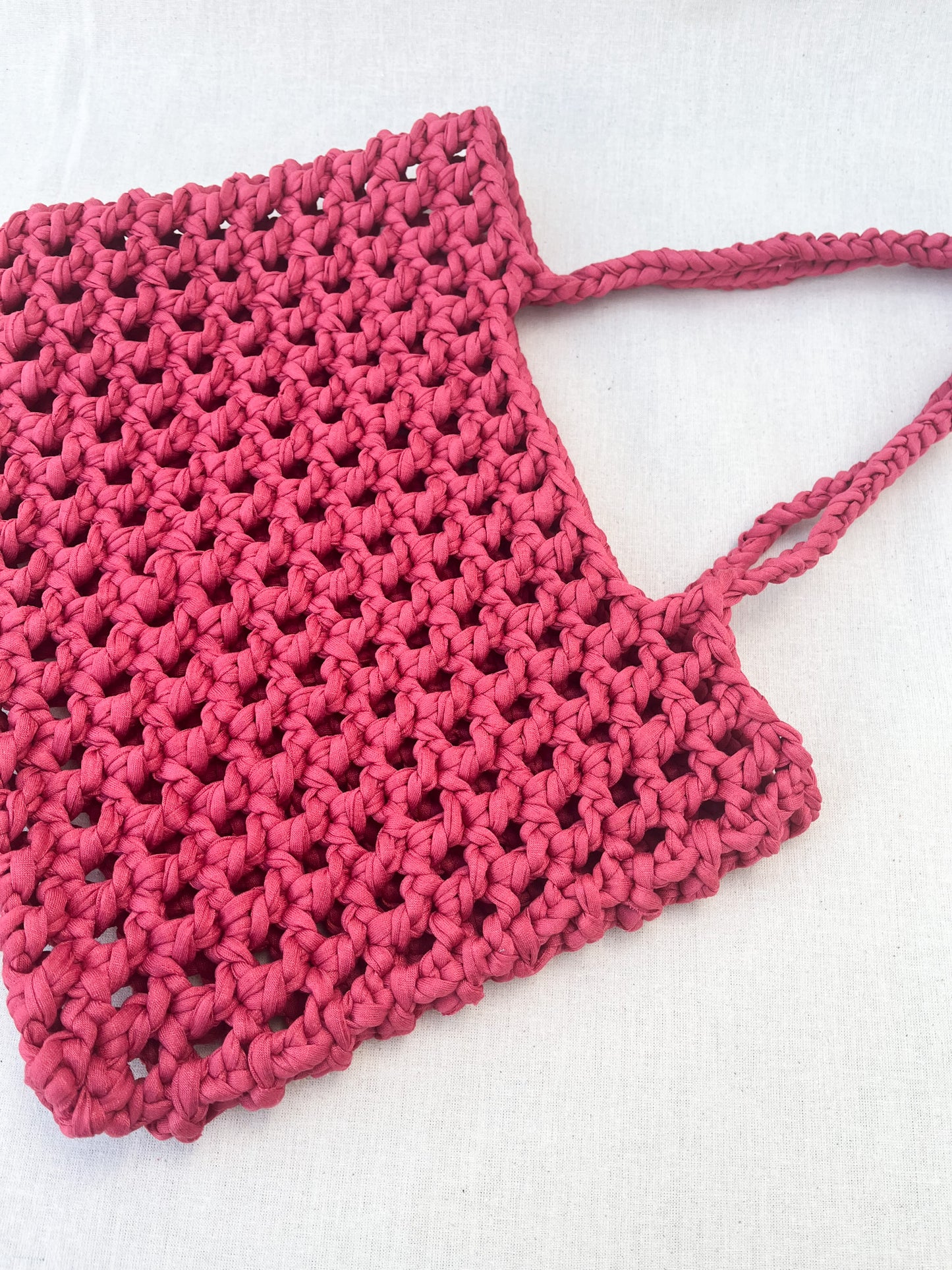 Crochet Mesh Bag & Drawstring Bags Set / Red