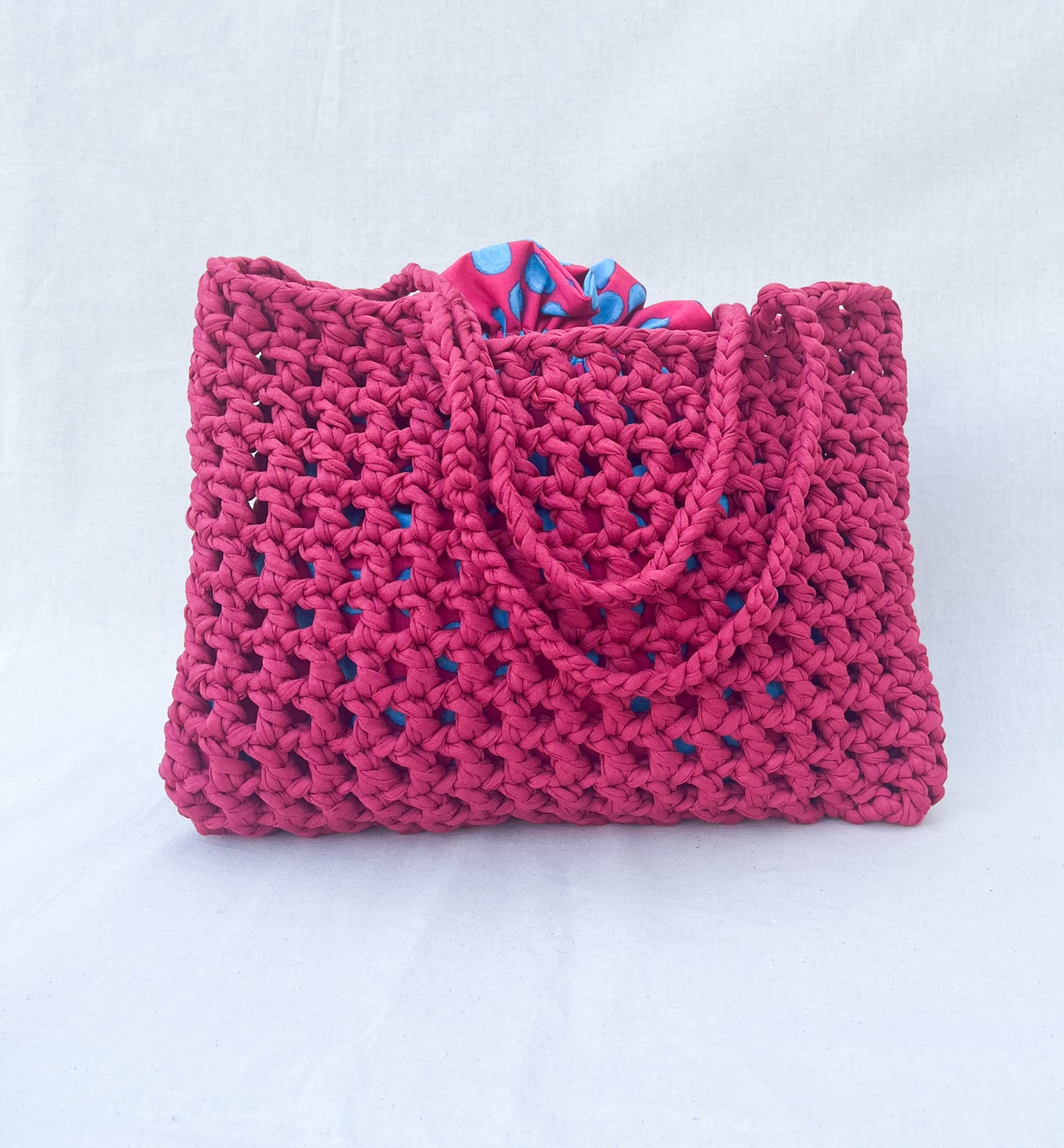 Crochet Mesh Bag & Drawstring Bags Set / Red