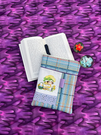 Little Girl Vintage Style Padded Book Covers / Green