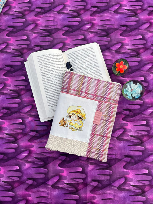 Little Girl Vintage Style Padded Book Covers / Yellow