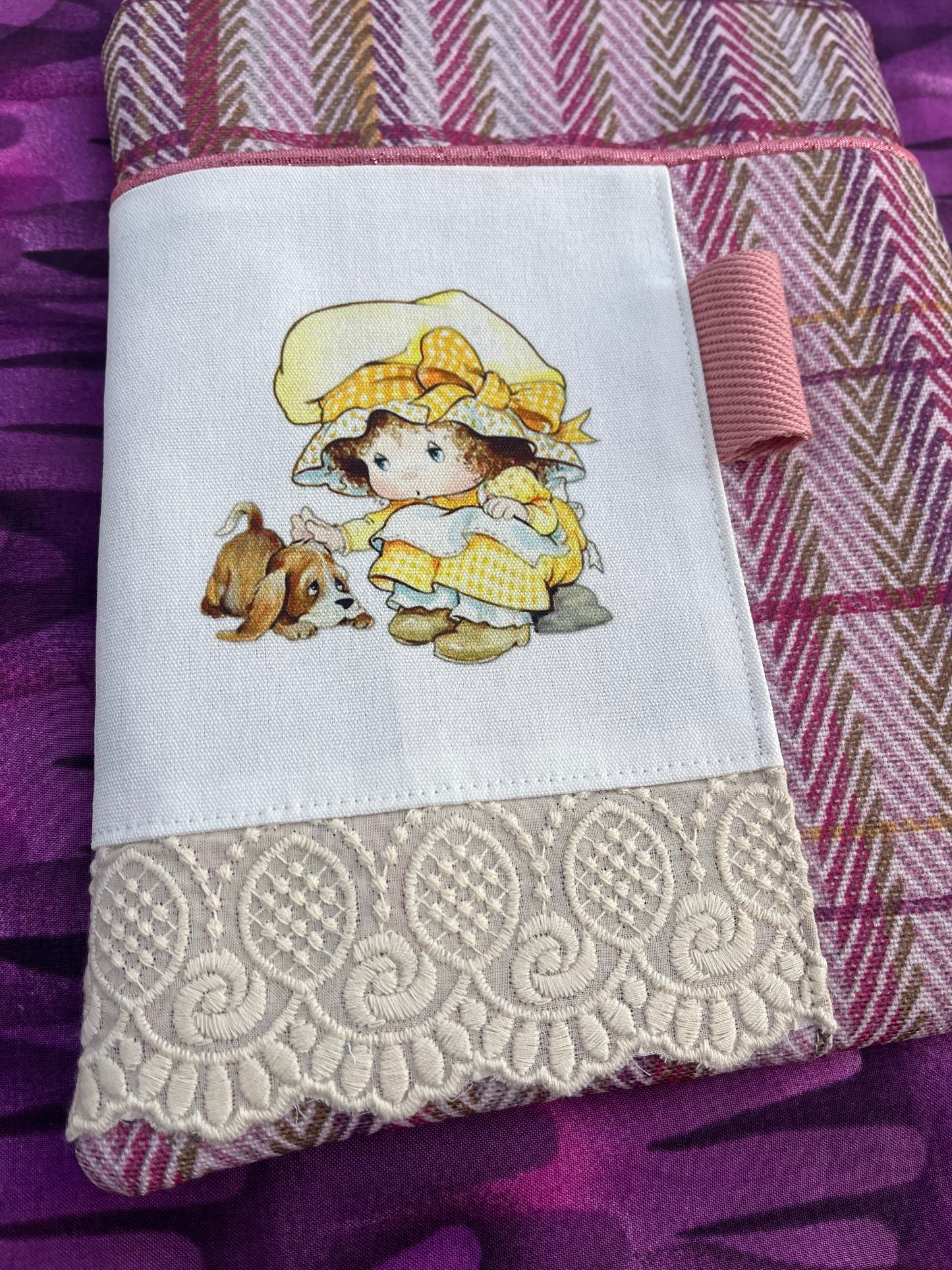 Little Girl Vintage Style Padded Book Covers / Yellow