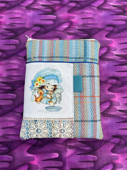 Little Girl Vintage Style Padded Book Covers / Blue