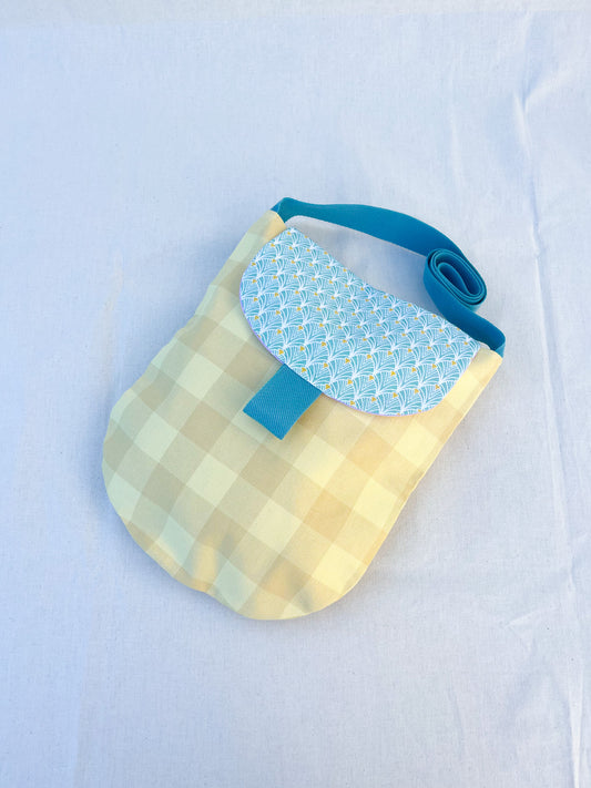 Retro Style Oval Shoulder Bag / Yellow Check