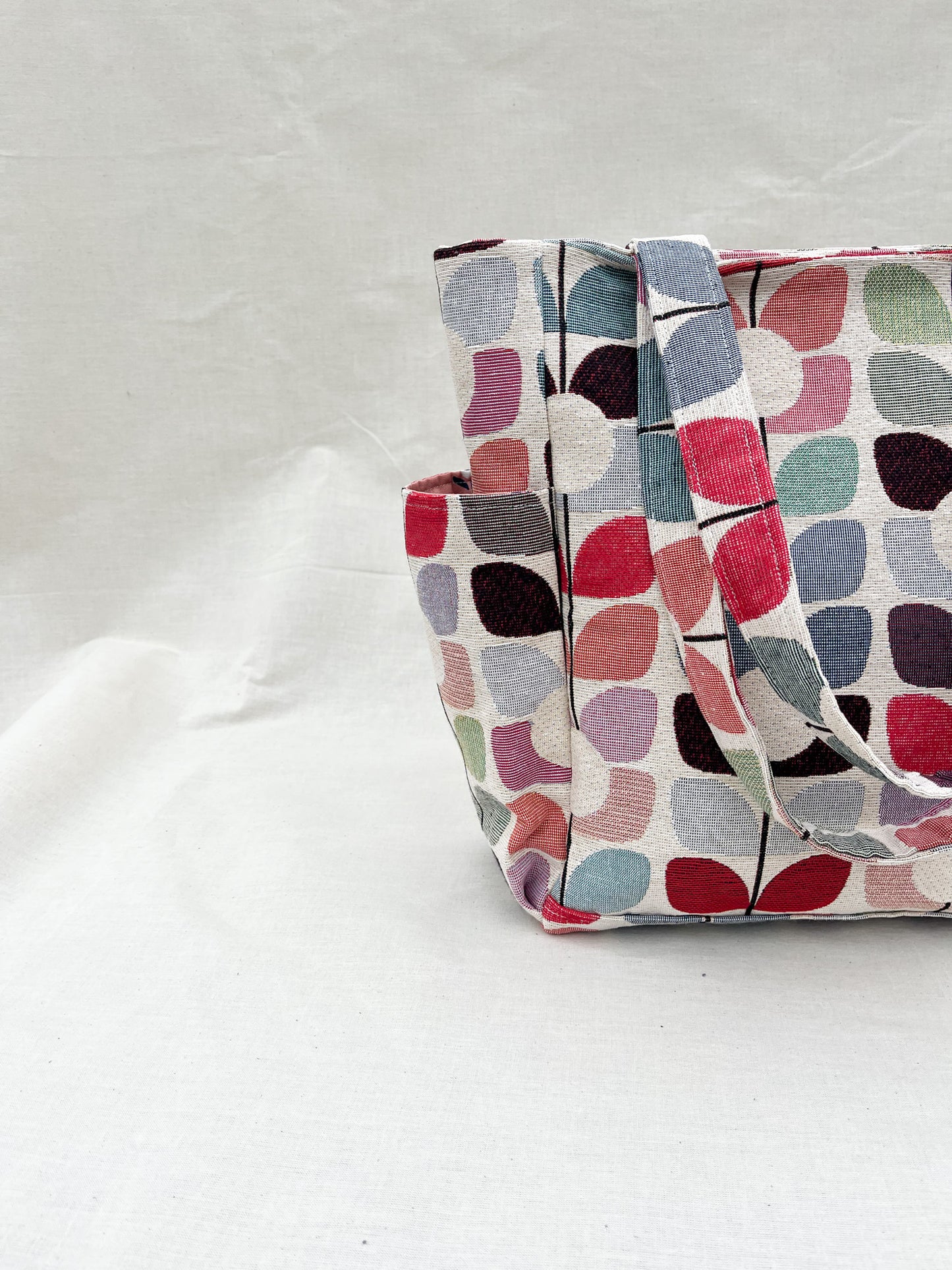Canvas Side Pocket Tote Bag / Flowers