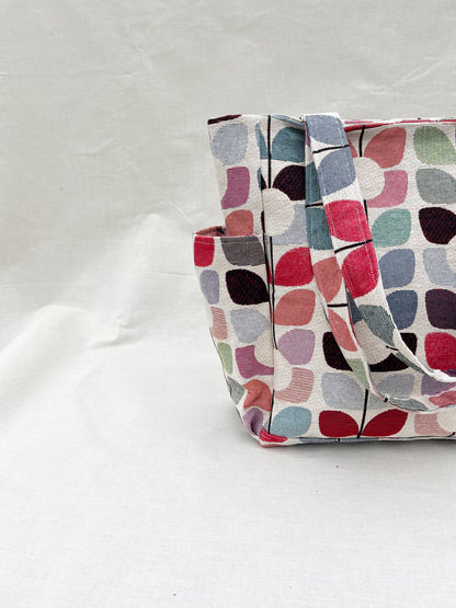 Canvas Side Pocket Tote Bag / Flowers
