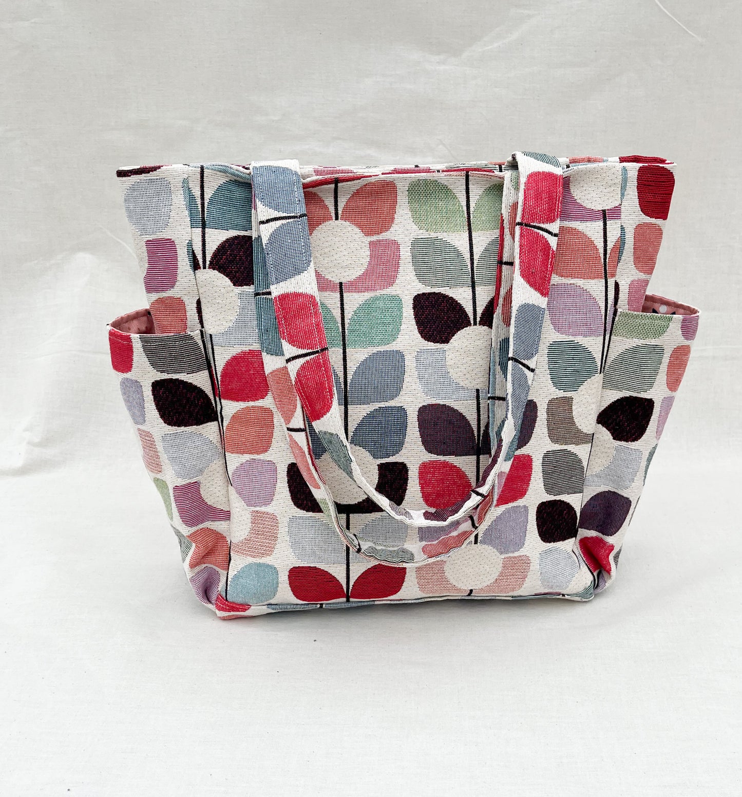 Canvas Side Pocket Tote Bag / Flowers