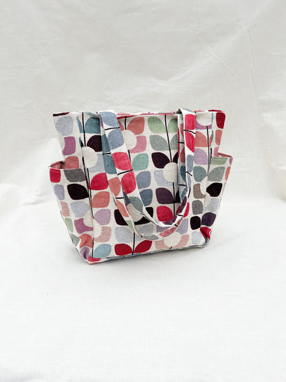 Canvas Side Pocket Tote Bag / Flowers