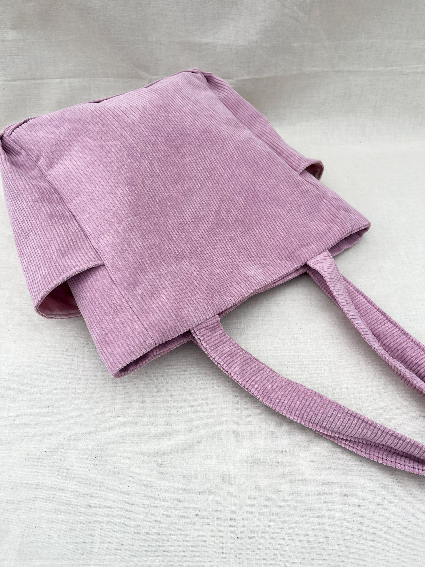 Corduroy Side Pocket Tote Bag / Pink