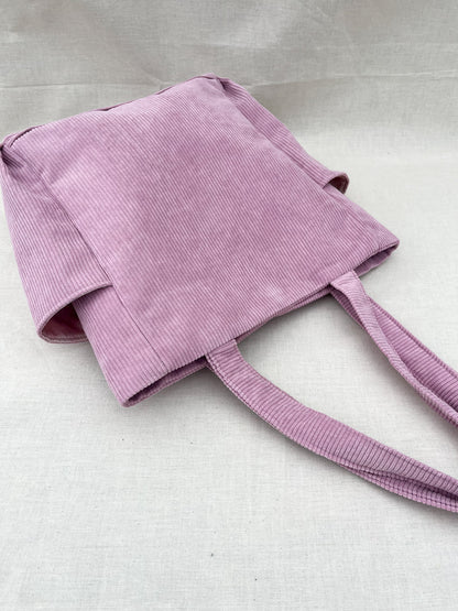 Corduroy Side Pocket Tote Bag / Pink