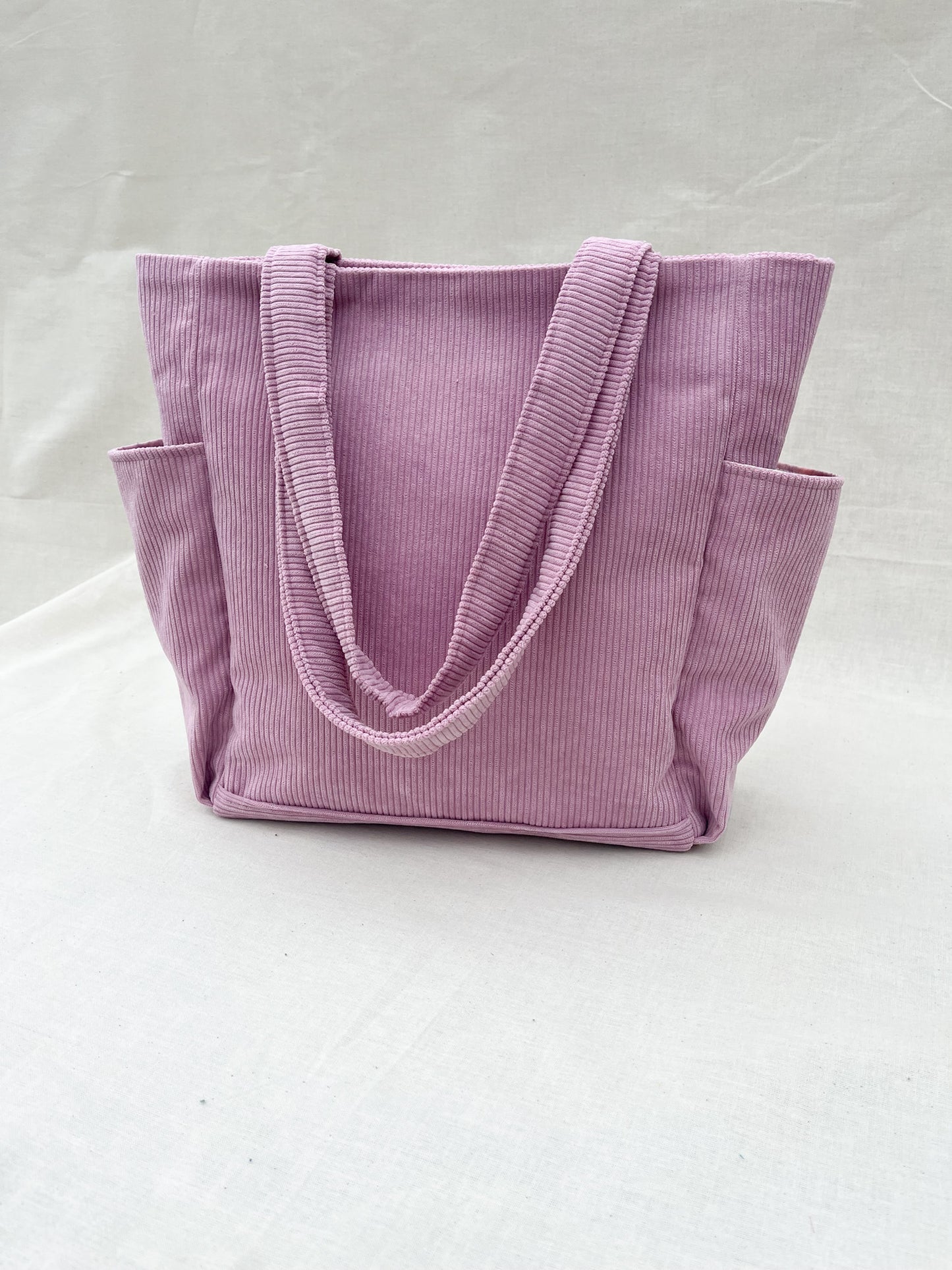 Corduroy Side Pocket Tote Bag / Pink