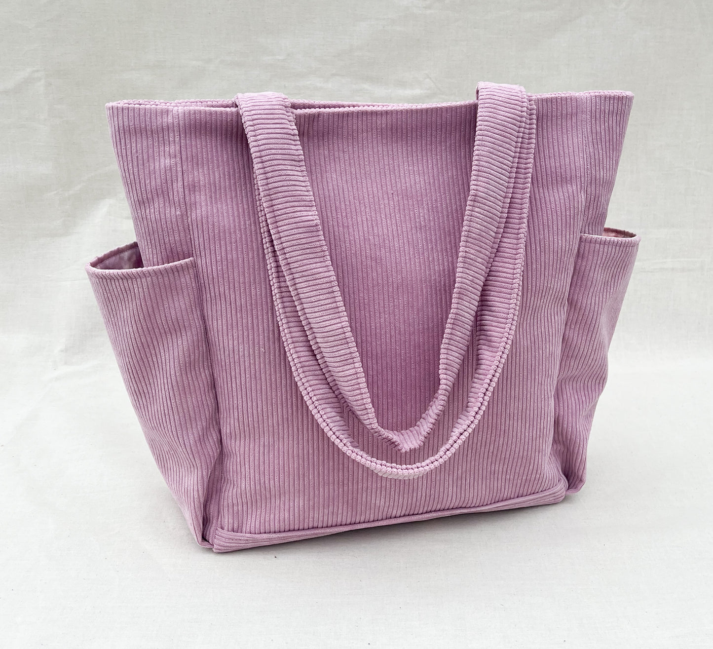 Corduroy Side Pocket Tote Bag / Pink