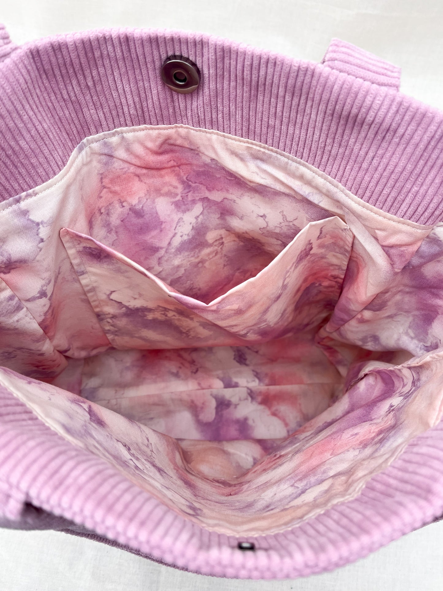 Corduroy Side Pocket Tote Bag / Pink