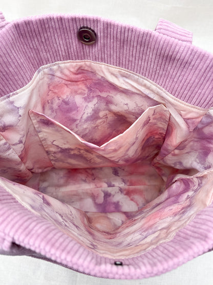Corduroy Side Pocket Tote Bag / Pink