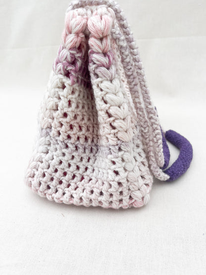 Multicolor Crochet Shoulder Bag / Purple Tones