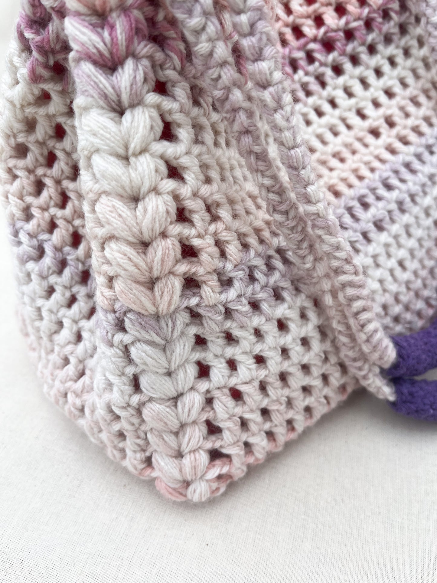 Multicolor Crochet Shoulder Bag / Purple Tones