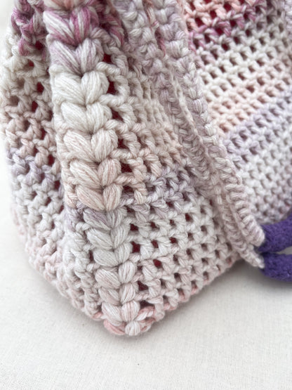 Multicolor Crochet Shoulder Bag / Purple Tones