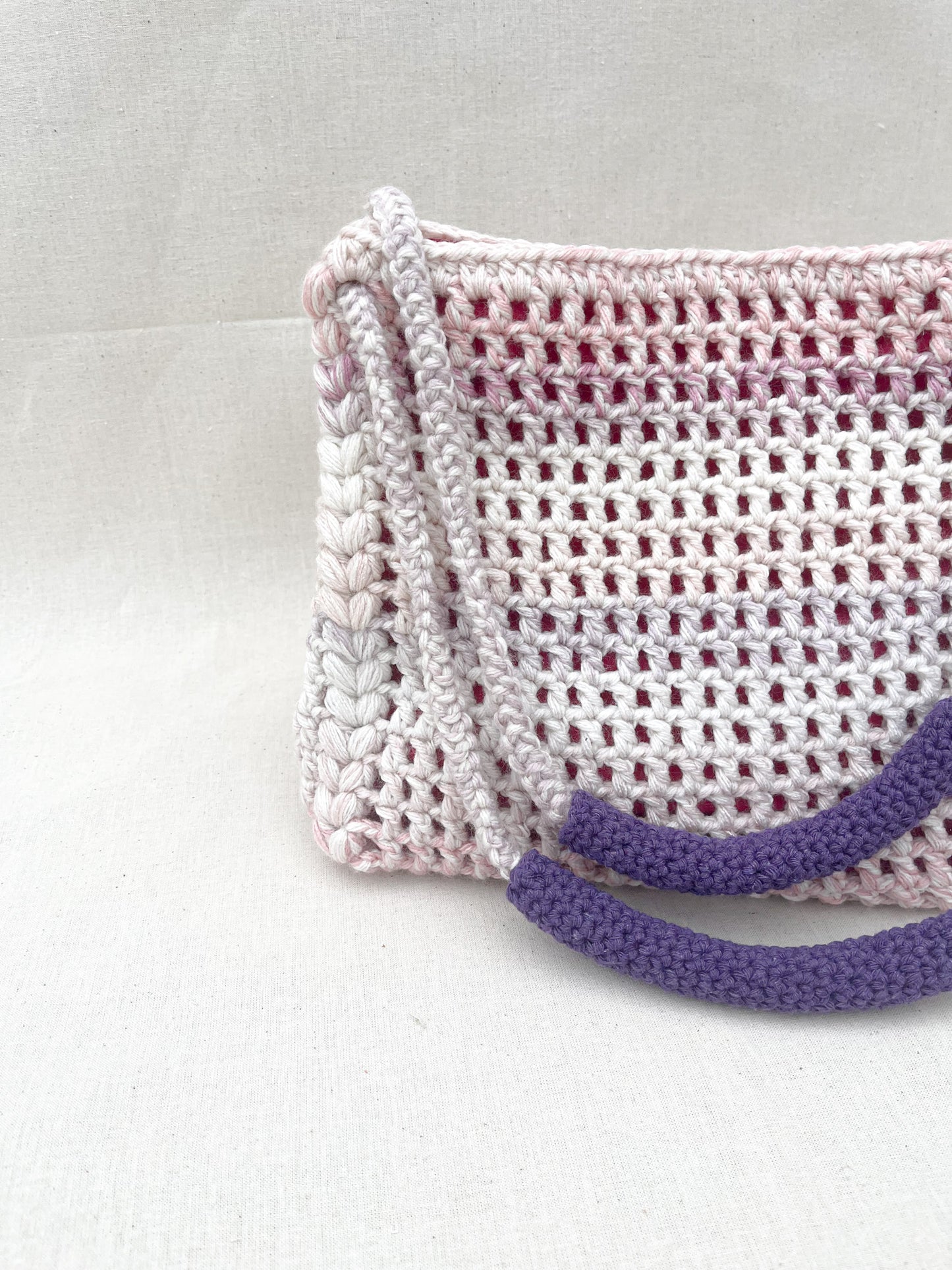 Multicolor Crochet Shoulder Bag / Purple Tones