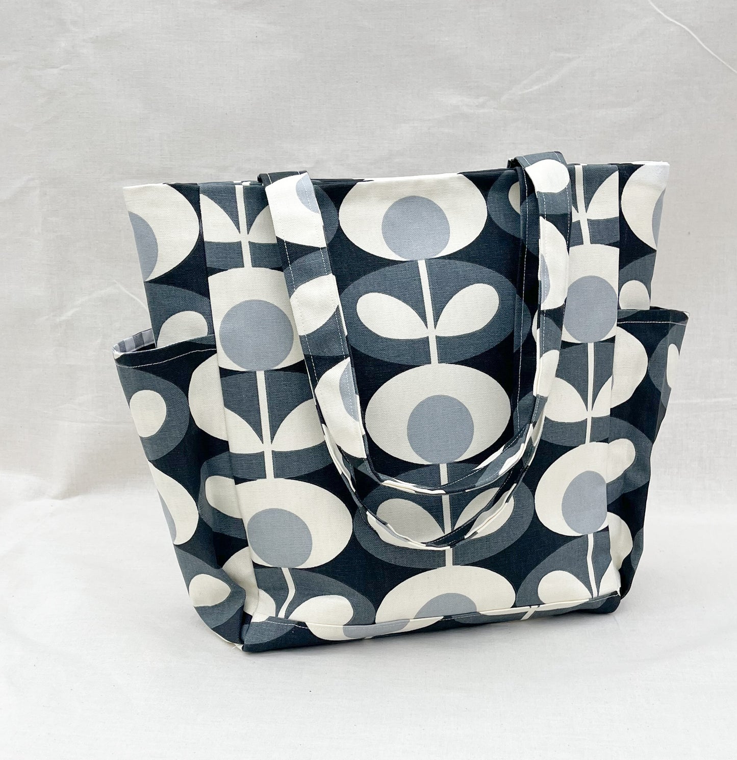 Canvas Side Pocket Tote Bag / Retro
