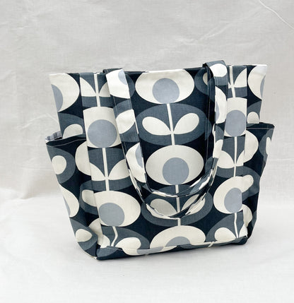 Canvas Side Pocket Tote Bag / Retro