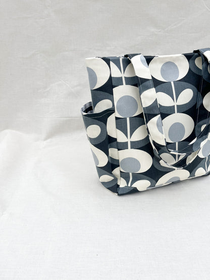Canvas Side Pocket Tote Bag / Retro