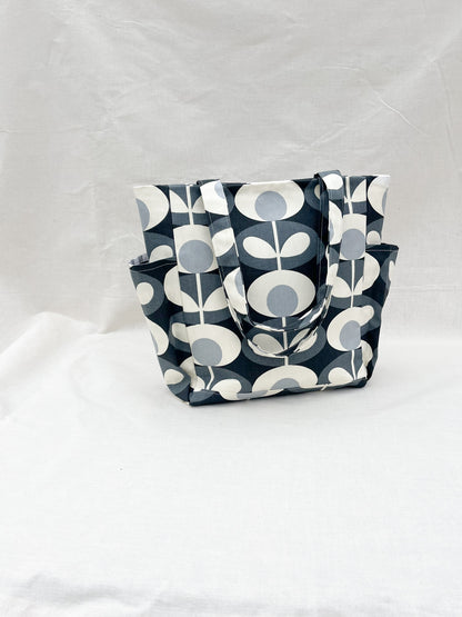 Canvas Side Pocket Tote Bag / Retro