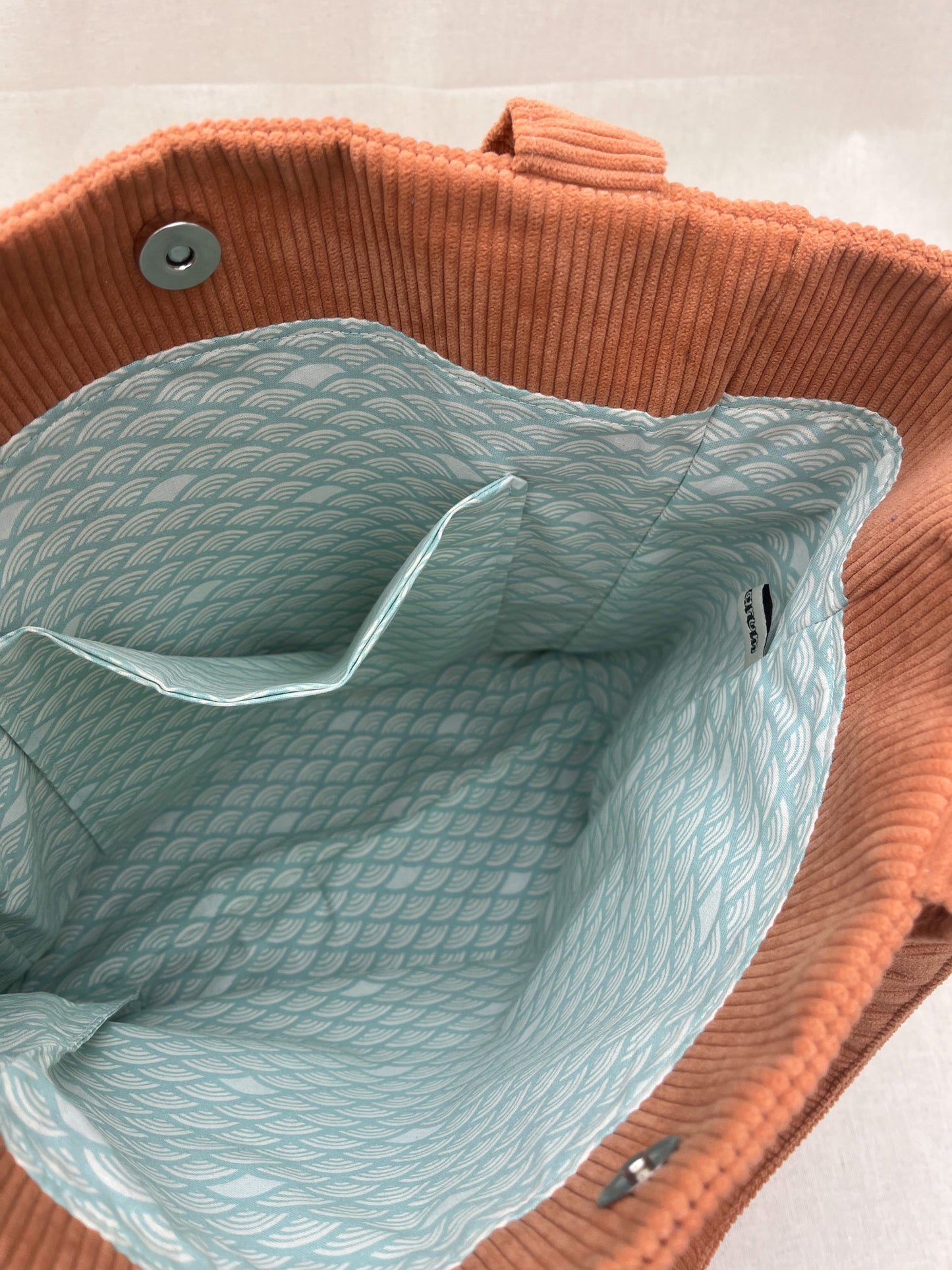 Corduroy Side Pocket Tote Bag / Terracotta